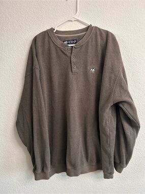 Big Dogs Men's Crewneck Henley Sweater in Brown